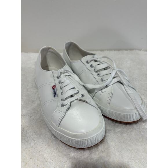 NWOB Superga 2750 Nappa Leather Low Top Sneakers Optical White/Full Avorio 40 - Picture 3 of 10
